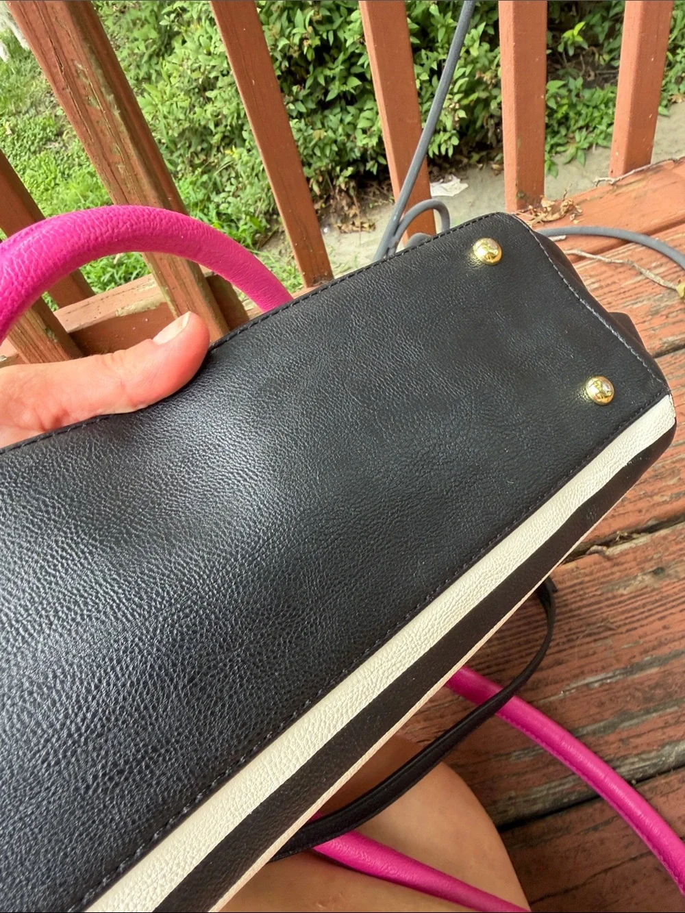 Luv Betsey Johnson Black & Striped Satchel w/ Matching Wristlet 2 BJ 🌺 - Picture 9 of 12